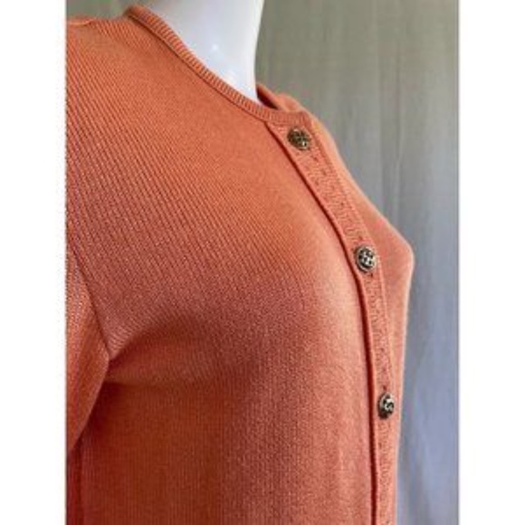 American Collection Women's Cardigan Sweater Orange Buttons Long Sleeves Size M - Picture 4 of 12